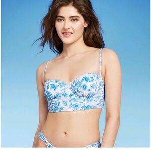 Wild Fable Blue & White Floral Corset Style Bikini